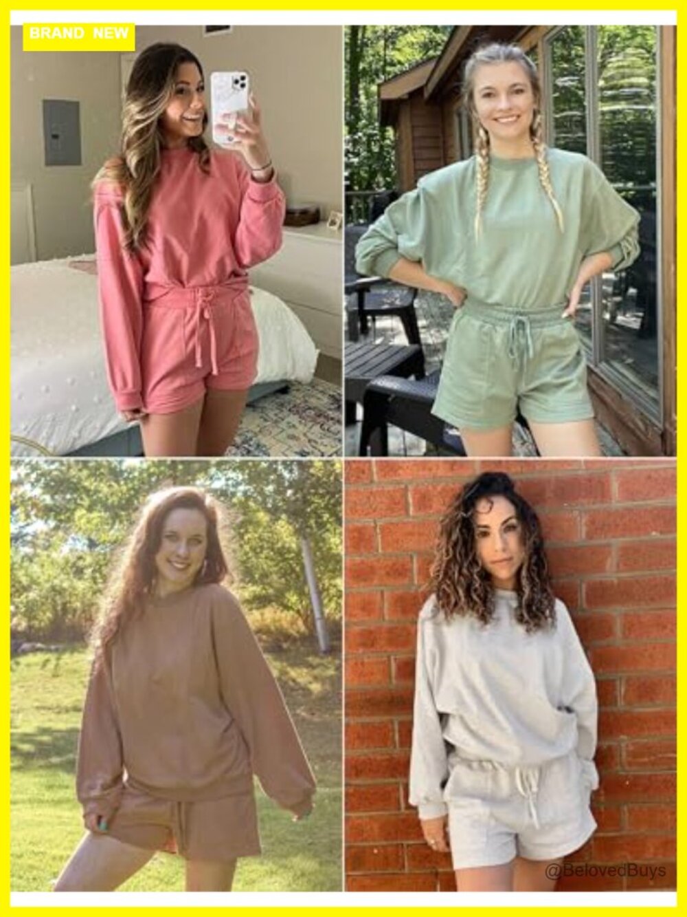 Oversized Batwing Sleeve Lounge Set Top and Shorts 2 Piece Sweat Set - Picture 5 of 6